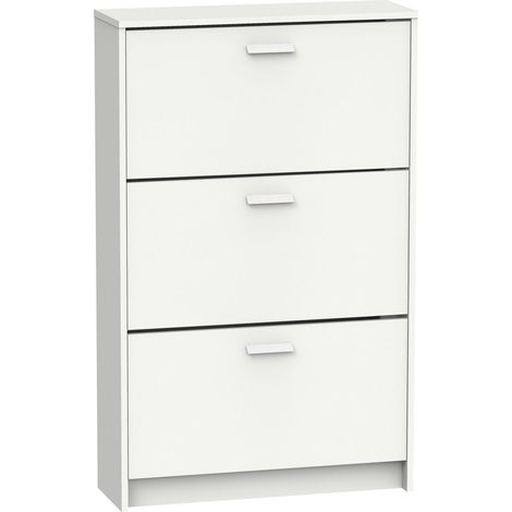 Meuble à chaussures de 3 portes, 18 paires coloris Blanc - Longueur 74 x Profondeur 25 x Hauteur 119,5 cm (1/5)