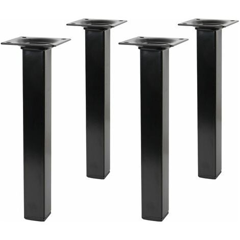 4er Set Tischstempel Schwarz Ausführung Eckig 25 x 25mm Höhe 600mm Möbelbeine