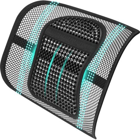 Support Lombaire - Filet Respirant avec Particules Massage - Pour Siège de Bureau Voiture Maison - Réglable avec Sangles Élastiques - 1 Pièce (1/5)