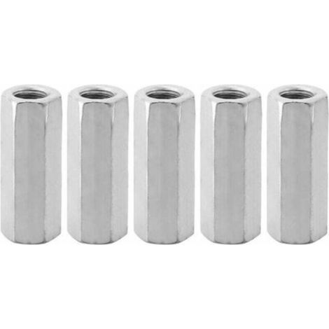 5Pcs Écrou Manchon Acier Carbone M12, Manchon Hexagonal M12 50, Ecrou Long M12 de Connecteur Tige Filetée M12 de Douille Écrou Fixations Filetées (M1250-15mm) (1/5)