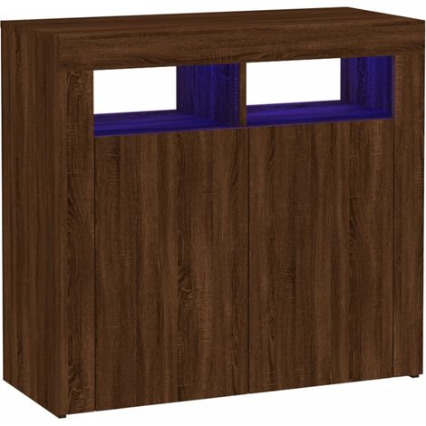 Credenza cassettiera cassettiera mobile contenitore organizer cucina soggiorno soggiorno con luci a LED 80 x 35 x 75 cm marrone 020029930