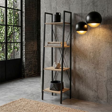 Etagere - HOME DECO FACTORY - Loka - Bois - Metal - Beige et Noir (1/8)