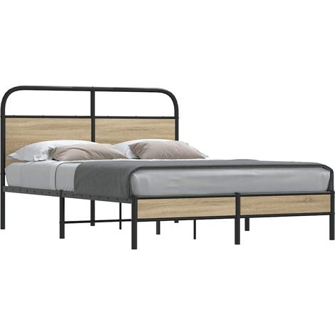 Cadre de lit sans matelas-Structure de lit 135x190 cm chêne fumé bois ingénierie 880262 (1/5)