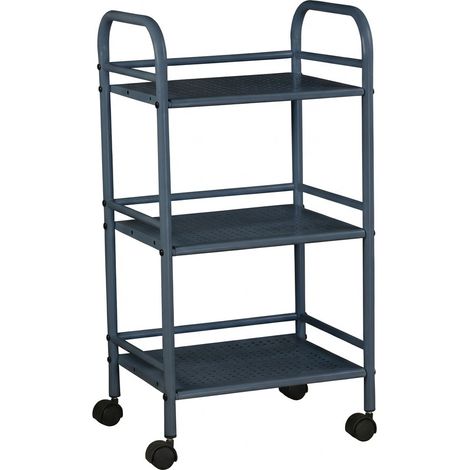 Carrello Portavivande 3 Ripiani Ruote Cucina Mobile 40x32x75 cm Nero (1/5)