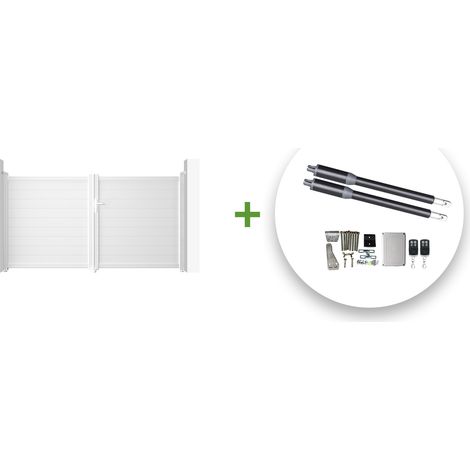 Portail battant électrique EIGER 300x160cm blanc + Motorisation RANGER B150 (1/5)