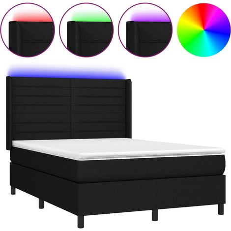 Maison Exclusive - Cama box spring colchón y luces LED tela negro