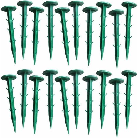 Lot de 20 piquets d'ancrage en plastique robuste antirouille pour maintenir les bordures de pelouse, tentes, filets de jeu et bâches de pluie (vert) (1/5)