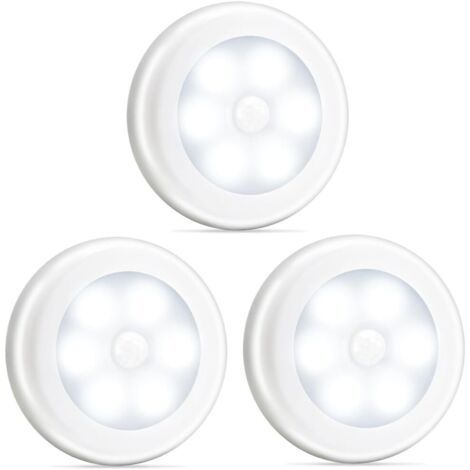 Novelty Place [Super Bright Lampes à détecteur de Mouvement à Del - Alimentation par Batterie, Aimant intégré, Tampon adhésif(en Option)- Veilleuse de Placard de Couloir de Salle de Bain - 3pcs (1/5)