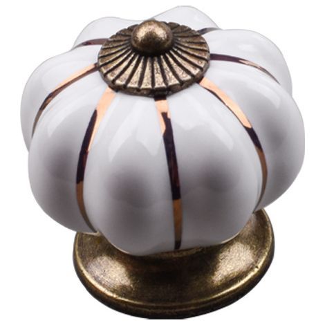 1 tirador de cerámica vintage con forma de calabaza, 40x40 mm (diámetro x altura), tirador antiguo para muebles, pomos para puertas y cajones, tirador con tornillos para cocina, armario y cómoda. (1/5)