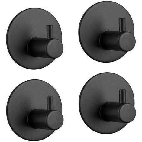 Crochets pour peignoirs de bain, 6 pièces, crochets pour serviettes, crochets pour serviettes auto-adhésifs sans perçage, noirs (1/3)