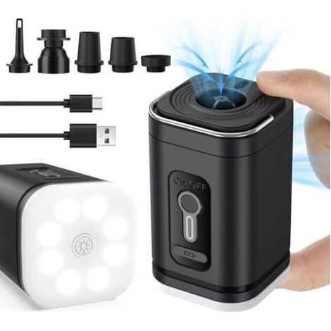 Pompe à air électrique compacte pour matelas gonflable – Gonfleur rapide avec fonction de dégonflage/vide, silencieuse, portable et rechargeable via USB (1/5)
