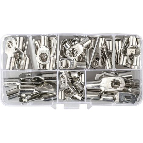 Cable Lug - Rondelle Œil - Cuivre Recuit - Étanchéité Fermée - Marquage Taille Fils/Boulons - Crimpable ou Soudable - 6 à 35 mm² - Lot de 240 (1/5)