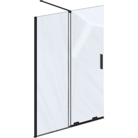 Ravak Roll - Duschtrennwand Walk-In 140x195 cm, schwarz/Klarglas X9WVM0300Z1 (1/5)