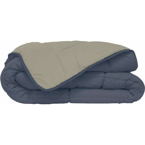 Couette Microfibre 400g/m² CALGARY Petrole & Mastic 220x240cm (1/2)