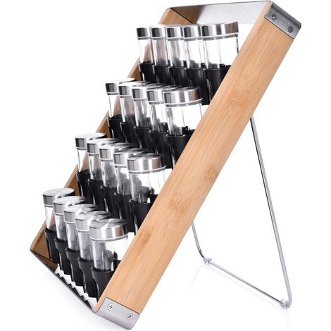 Portaspezie professionale 2 in 1 per 20 vasetti Bamboo krydda duka (1/5)