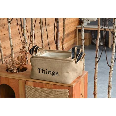 Stor förvaringskorg i jute med vadderad botten (naturel jute)