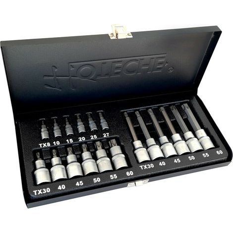 KIT SET INSERTI CHIAVI 18PZ BUSSOLE BUSSOLA CHIAVI TORX 1/4&quot 1/2&quot VALIGIA 164 HO