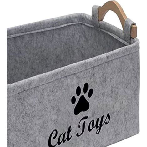 Panier De Rangement - Feutre Pliable - Rectangulaire - Pour Jouets Et Friandises Chien - Gris - 1 Pièce (1/5)