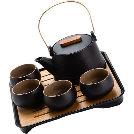 Chinese Kung Fu Tea Set Black Pottery Exquisite Travel Ceramics