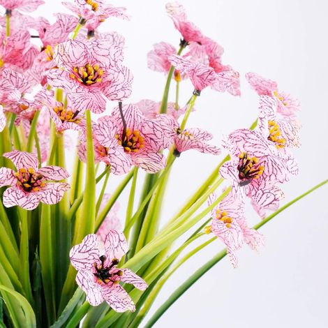 12 bouquets de fleurs artificielles d'extérieur résistantes aux UV, fausses plantes qui ne se décolorent pas, décoration de jardin, porche, jardinière (rouge foncé) (1/5)