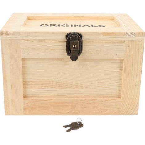 Boîte de rangement bois bureau multifonction bois conteneur avec serrure et clés de accessoires papeterie couleur originale (1/5)
