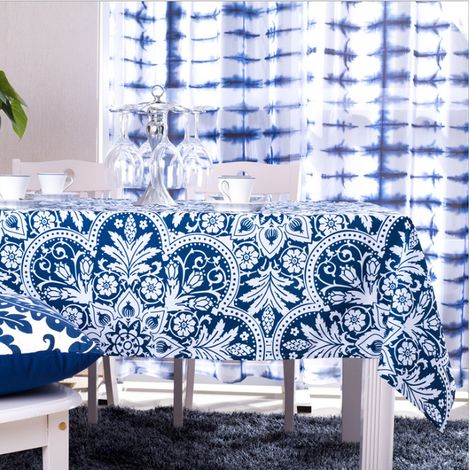Nappe Rectangulaire Nappe de Cuisine Tissu Antitache Lavable Entretien Facile Table à Manger Pique-Nique Fête Jardin 140x180cm (Motif Imprimé) 1 Pièce