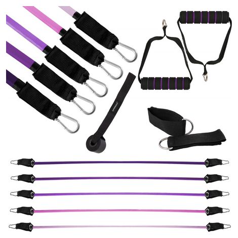 Expander 5 x Spanngummi Türanker 2 x Fußschlaufen violett