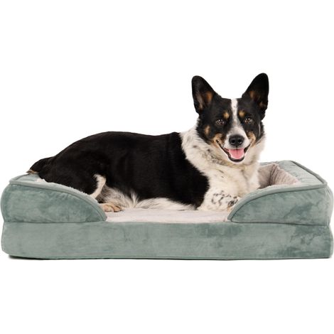 Lit pour Chien en Gel rafraîchissant pour Chiens de Moyenne/Petite Taille avec traversins Amovibles et Housse Lavable, pour Chiens pesant jusqu'à 15,9 kg – Canapé Confortable en Peluche (1/5)
