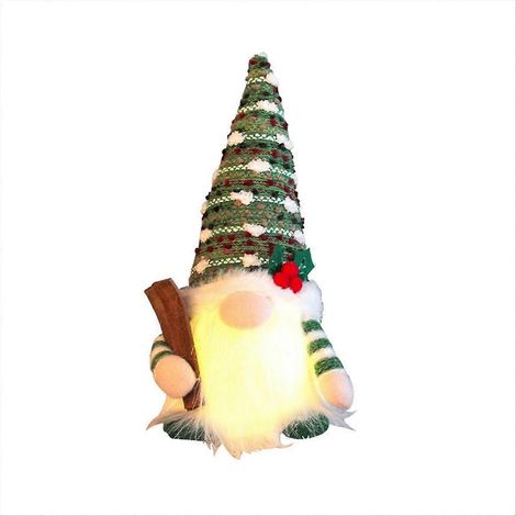 Weihnachtswichtel auf einem Schlitten mit LED-Licht, Rudolph-Dekoration, grün (1/5)
