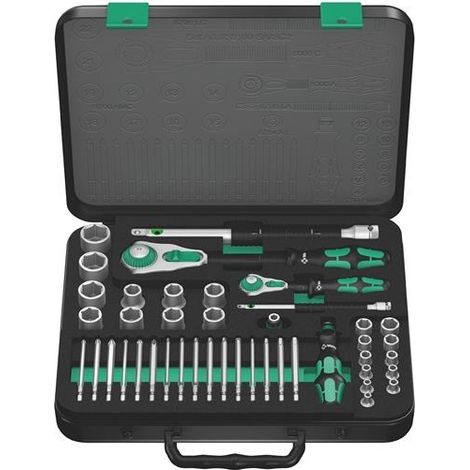 Wera – Coffret cliquet 1/4" et 1/2" – 21 douilles 4 à 13 mm – 16 embouts – Boîtier métal résistant pour environnements difficiles (1/10)