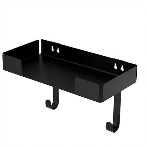 Support mural pour fer à repasser, crochet de rangement pliable, fixations incluses, charge max 10 kg, acier robuste, gain de place, idéal buanderie, noir, 1 pièce (1/5)