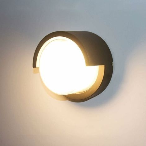 Applique Murale Extérieur Moderne LED 12W Étanche IP65 En Aluminium Anthracite Eclairage Décoration Lumière Pour Cour Jardin Terrasse Proche Mur Pathway Patio Villa Couloir Blanc Chaud (1/5)
