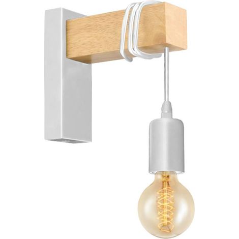 Barcelona Led – Applique murale LED en bois et métal E27 – Couleur blanche – Design scandinave – IP20 pour intérieur – Ampoule non fournie