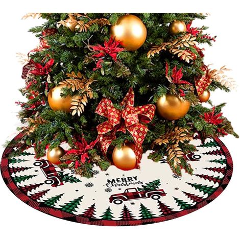 Housse De Socle Pour Sapin De Noël Double Face Imprimé Housse De Base En Accessoire Décoratif Style Ferme Rustique pour Intérieur Extérieur Jardin Hôtel Appartement (1/5)