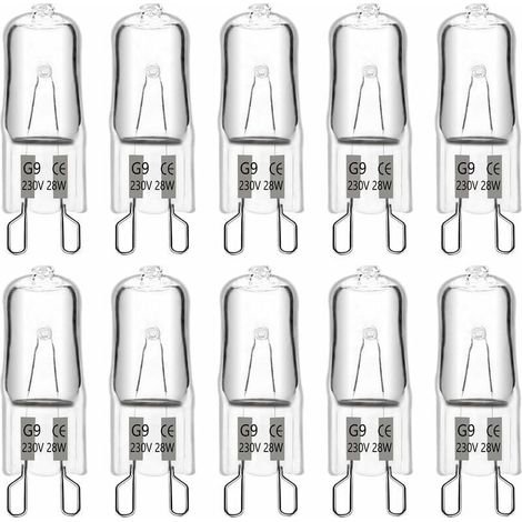 Lampadina alogena G9 28W 230V, 370 lm 2700K bianco caldo, dimmerabile, lampadine a capsula G9, per lampadari, illuminazione da giardino, applique, illuminazione da mobile, confezione da 10 zhuoxuan