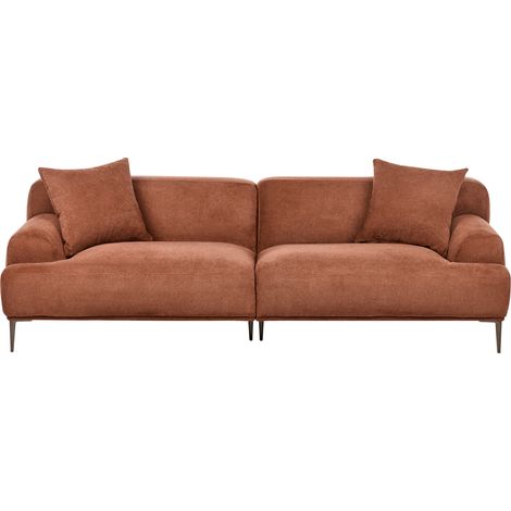 Sofá de 3 plazas de tela sala de estar de estilo moderno patas de metal marrón dorado Matila (1/5)