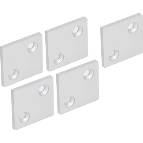 5 Stück Profilendkappen mit Doppelschlitzen, Abdeckplatte aus Aluminiumlegierung zur Befestigung von Industrieprofilen, silberfarben (1/5)