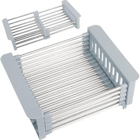 – égouttoir d'évier extensible en acier inoxydable – Panier de vidange télescopique 330-465mm – Drainage rapide pour vaisselle et légumes (1/5)