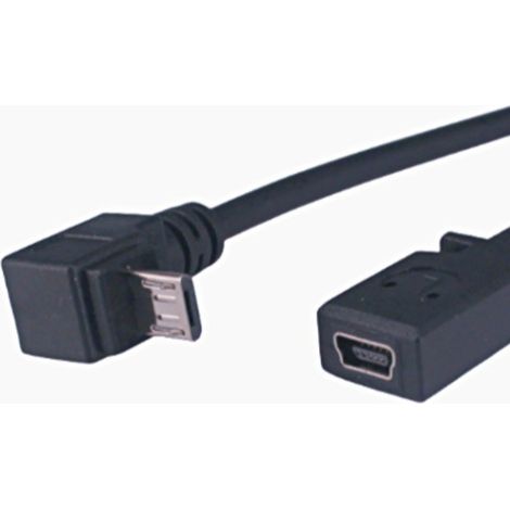 Micro-USB-Stecker auf Mini-USB-Buchse Datenkabel mit 90°-Links-Rechts-Winkel. (1/5)