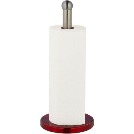 1 Support essuie-tout, acier inoxydable, design stable, rouge argenté, cuisine (1/5)