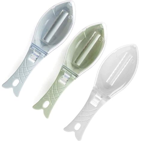 MINKUROW 3 Raspadores De Escamas De Pescado, Pelador De Piel De Pescado, Raspador De Escamas De Pescado Duradero De Plástico Abs Seguro Con Tapa Transparente Para El Hogar, La Cocina, El Restaurante ( (1/5)