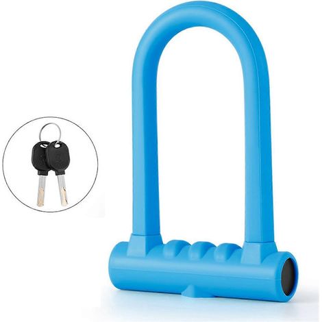 Antivol en U pour casque de moto, vélo, trottinette électrique, bleu-- (1/5)