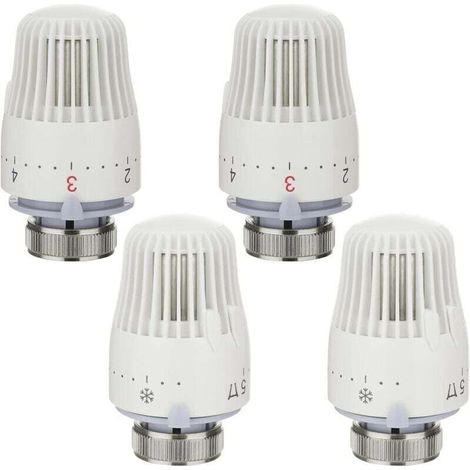Thermostatic Radiator Head 1 to 5 Adjustment Functions Thermostatic Radiator Tap with Frost Protection for Office and Home, M30 x 1.5, White (1/4)