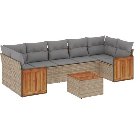 Maison Exclusive - Set Divano da Giardino 8 pz con Cuscini Beige in Polyrattan (1/3)