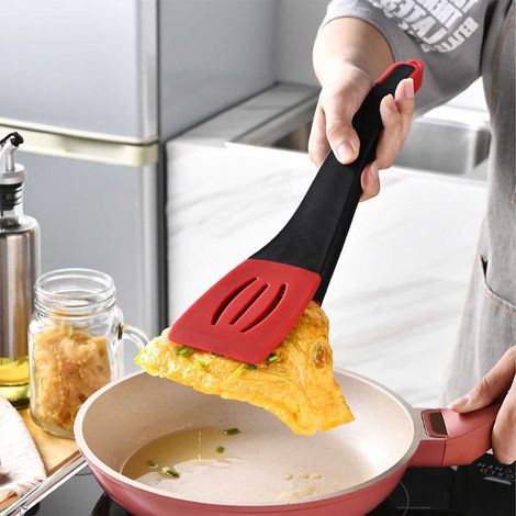 Pinces À Barbecue - Spatule Multifonctionnelle Détachable - Outil 3-en-1 Pour Cuisine Et Grillade - Rouge - 1 Pièce (1/5)