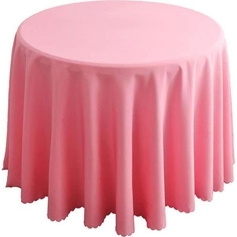 Nappe ronde 180cm Rose Polyester pour table à manger, table basse, hôtel, mariage