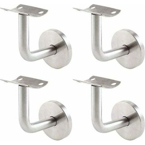 Supports de Main Courante pour Fixation Murale - Supports en Acier Inoxydable pour Rampe d'Escalier - Ensemble de 4 Supports Muraux pour Garde-Corps - Couleur Argentée (1/5)