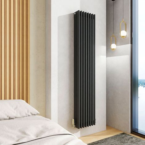 AICA 1800x380mm Anthracite Vertical Traditional Radiator Cast Iron 4 Column Heating UK (1/5)