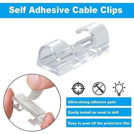 Clips Câbles Auto-Adhésifs – 40 Pièces Transparents (Organisation Fils Bureau/Maison – Coussinets Puissants) ENEVAOCT (1/4)
