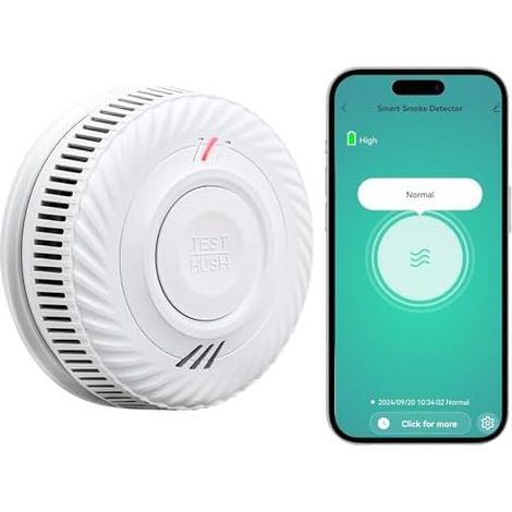 Détecteur de Fumée WiFi avec 10-Ans Batterie, Intelligent Alarme Incendie Capteur Photoélectrique Conforme à la Norme EN14604, Compatible Tuya/Smart Life APP - (1/5)